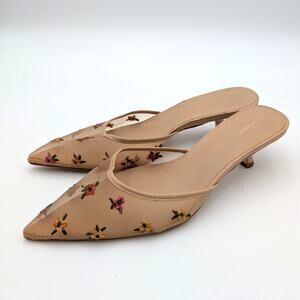 Reformation Wilda Kitten Heel Mule Pump Women's Natural Size US7.5 EU38